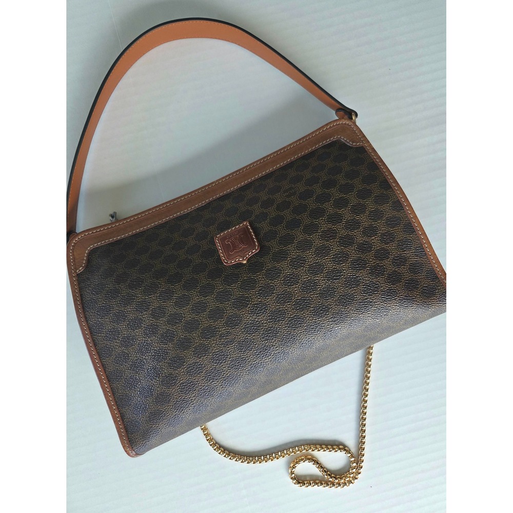 Celine Macadam Triomphe Vintage Shoulder Bag Brown Monogram Coated Canvas
